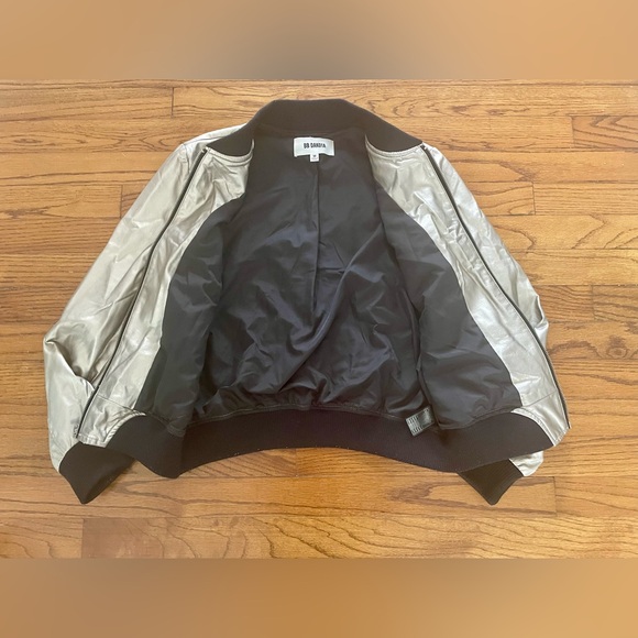 BB Dakota Metallic Champagne Gold Faux Leather Bomber Jacket Women’s Size Medium - Picture 7 of 12